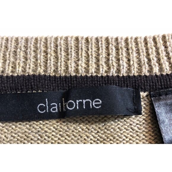 Claiborne Mens Size XL Tan Long Sleeve Ribbed Sweater 100% Cotton - Picture 8 of 11